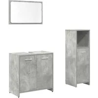vidaXL Badezimmer-Set 3-tlg. Badmöbel-Set Betongrau Holzwerkstoff, (1-St)