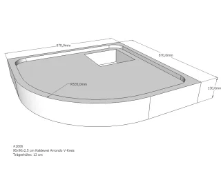 Neuesbad Wannenträger für Kaldewei Arrondo 90x90x2,5 Viertelkreis SD21896