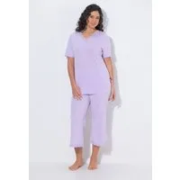 Ulla Popken Pyjama Pyjama Lochstickerei Halbarm Modalmix