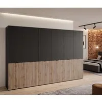 MOEBLO Drehtürenschrank MINEWRA NOVA 300 (mit 6 Türen – Moderner Kleiderschrank mit gefrästen Fronten, viel Stauraum für Schlafzimmer & Ankleidezimmer, Garderobenschrank mit viel Stauraum, 12 Einlegeböden & 4 Kleiderstangen, zeitloses Design) (BxHxT)
