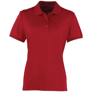 Premier Damen Coolchecker Piqué Polo-Shirt / Polohemd, Kurzarm (Burgunder)