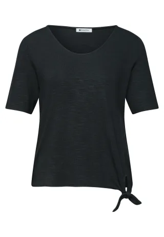Street One - Kurzarm Shirt mit Knotendetail deep bound green - Gr. - 36