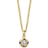 Miore Kette mit Anhänger MA983ZSN - Solitäranhänger 375 Gelbgold mit Zirkonia 0,45 Karat, vergoldete 925 Sterling Silberkette 45cm