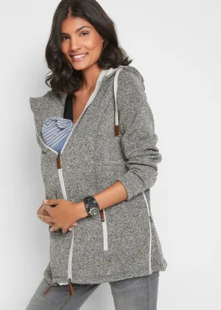 bonprix 2-in-1 Umstands- und Tragejacke aus Strickfleece, grau, Gr.32/34 (XS), Weiche Tragejacke aus Strickfleece, aus Fleece