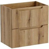 Lomadox Waschbeckenschrank NEWPORT-56-EVOKE 60 cm breit mit 2 Schubladen, Eiche mit gerillter Front