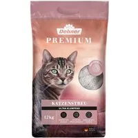 Dehner Katzenstreu Ultra mit Babypuder-Duft, klumpend, 100% Betonit, extra fein und staubarm, schnell klumpend, extrem geruchsbindend