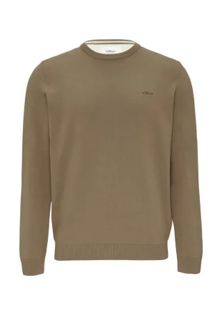 s.Oliver Red Label - Strickpullover mit Logo-Stickerei braun - Gr. - XXL