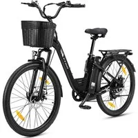 TTGO E-Bike Cityrad 26 Zoll, 648Wh, Hinterradmotor, 120km, Federgabel & Federsattelstütze, 7 Gang SHIMANO, Kettenschaltung, Heckmotor, 648 Wh, (bis zu 125kg, für ca. 160–185cm, 5 Stufen, Pedelec), Farbdisplay, Frontkorb, Gepäckträger, Elektrofahrrad 