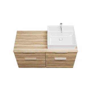 Burgbad Keramik Waschtisch-Set Eqio Frassino Dekor Cappuccino/Alpinweiss, SGUS120RF3437C0001 SGUS120RF3437C0001