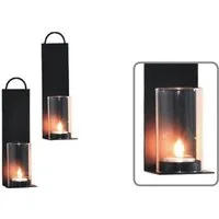 Garden Pleasure Wandkerzenhalter Wandkerzenhalter, 2er Set, aus Metall 7cm x 25,5cm