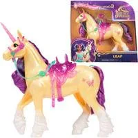 Unicorn Academy - Einhorn Leaf, Spielfigur 28 cm groß, mit echter Mähne und Schweif, abnehmbarem Zaumzeug, Sattel und Bürste