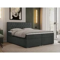 MKS MÖBEL Boxspringbett PERA (Set, Packung, H3-Matratze, Topper T25/Visco, T30-Schaum, gesteppte Kopfstütze), Doppelbett mit Multipocket-Matratzen, Polsterbett mit Kopfstütze