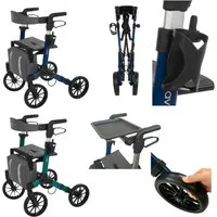 Rehavibe Rollator Leichter Aluminium-Rollator mit Softreifen & abnehmbarer Rückenlehne
