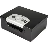 HMF Geldkassette kleiner Tresor mit Elektronikschloss, Dokumentenkassette, Aufbewahrung von DIN A4 Dokumenten, 32,5 x 25,5 x 12,5 cm, schwarz