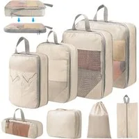 SURFOU Unterbettkommode 8-teilig Koffer Organizer Set Komprimierbaren Packwürfeln (Packing Cubes, Kleidertaschen für Urlaub und Reisen Packtaschen für Koffer), Ordnungssystem für Gepäckorganizer Zur Aufbewahrung von Kleidung