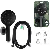 Urban Living Brausehalter 3-Strahl Duschkopf Schwarz Brause Duschbrause, 150 cm Duschschlauch (13 mm), Maße: Ø 10,5 x 25,5 x 7,5 cm