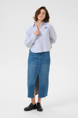 Langarm-Hemd Baggy fit Blue/White Stripe blue white