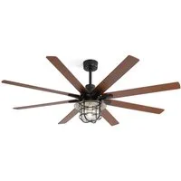 Sofucor Deckenventilator mit E26-Beleuchtung, 8 Flügeln, Leiser DC-Motor, Fernbedienung, 167,5cm Industrielles Design, Timerfunktion