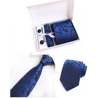 Moschen-Bayern Krawatte Seidenkrawatte Krawatte Herrenkrawatte 100% Seide 4-tlg. Geschenkbox (Set, Set-4tlg. - Krawatte + Einstecktuch + Manschettenknöpfe + Nadel) Set-4tlg. - Krawatte + Einstecktuch + Manschettenknöpfe + Nadel