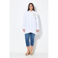 Ulla Popken Hemdbluse Bluse A-Linie Musselin Stickerei