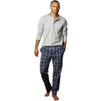 s.Oliver Pyjama (2 tlg., 1 Stück) Schlafanzug in langer Form mit Knopfleiste