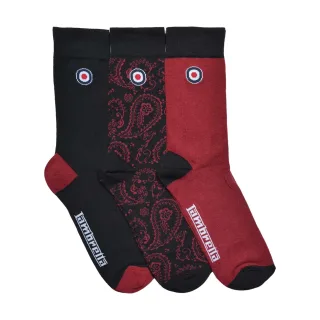Lambretta - Socken für Herren (3er-Pack) (Schwarz/Weinrot)