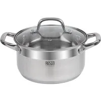 RESTO Kitchenware Kochtopf Libra, Topf energiesparend und spülmaschinenfest, Edelstahl 18/10 (1-tlg), Induktion, für alle Herdarten geeignet mit hitzebeständigem Glasdeckel