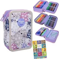 GOLDKIDS Federmäppchen 3 Fächer - Mäppchen für Mädchen und Jungen -, (Federmappe 3-Fach Federtasche Gefüllte, 1-tlg., Schüleretui 46-teilig), - Schulmäppchen und Hausaufgabenheft - Kaninchen Motiv
