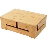 relaxdays Kabelbox Bambus Kabelbox mit Magnetdeckel, (17-tlg), natur