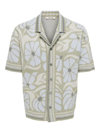 ONLY&SONS - ONSDUKE RLX JAQ SS SHIRT KNIT Silver Sage - Gr. - S