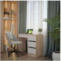 Vicco Schreibtisch Sherry, Weiß/Sonoma, 90 x 40 cm mit Schubladen (1-St)