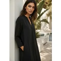 Andijamo-Fashion Midikleid SILENT GLOW moderne Silhouette, matte Satinqualität