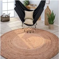 Paco Home Teppich Viborg 595, rund, Höhe: 13 mm, Jute, Modern, Boho, Handgefertigter Natur-Teppich