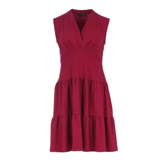 Ärmelloses Jerseykleid in Bordeaux aus Baumwolle