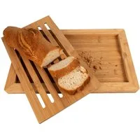 EUROHOME Schneidebrett Schneidebrett mit Auffangschale aus Bambus, Bambus, (1-St., Holzbrett 38 x 24 x 2 cm), Frühstücksbrettchen Küche - Servierbrett