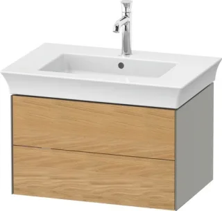 Duravit White Tulip Waschtischunterbau wandhängend Natur Eiche & Stein Grau Matt & Seidenmatt 684x45 WT43410H5920010