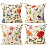 Diwzbyn Kissenbezug 4-teiliges Kissenbezug-Set mit Blumenmuster, (4 Stück), Outdoor-Kissenbezüge, dekorative Zierkissenbezüge