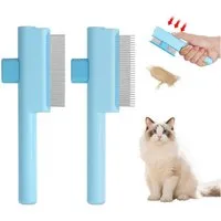 Ledander Fellbürste Bürste für katze, Katzenbürste für Fellbürste & Haustierpflege, (2-tlg), Zweizähniger und sanfter Zeckenkamm für langes und kurzes Haar