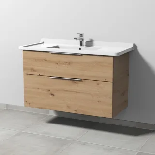 Sanipa 3way Waschtischunterbau zu Duravit Starck 3 Waschtisch mit 2 Auszügen, Eiche Natural-Touch UM71285