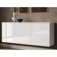 ALLHOUSE24 Kommode MANDY Dreitürige Kommode in Hochglanz Sideboard Kaschmir Weiß (1x Kommode), Breite: 154 cm