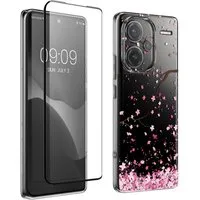 kwmobile Handyhülle Hülle für Xiaomi Redmi Note 13 Pro+ 5G / Redmi Note 13 Pro Plus 5G, Case mit Schutzfolie Kirschblütenblätter Design