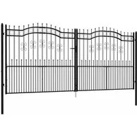 vidaXL Gartentor Zauntor mit Speerspitze Schwarz 406 x 175 cm Pulverbeschichteter Stahl