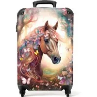 NoBoringSuitcases.com© Kinderkoffer Pferd - Natur - Blumen - Schmetterlinge - Wald 55x35x20cm, Handgepäck-Koffer, Kinderkoffer, Reisekoffer Mädchen