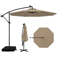 COSTWAY Sonnenschirm, LxB: 350x350 cm, Ampelschirm mit LED-Leuchten