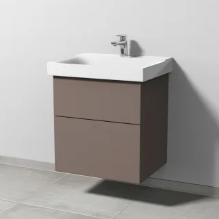 Sanipa 3way Waschtischunterbau zu Geberit Xeno2 Waschtisch mit 2 Auszügen, Taupe-Matt SP6601T