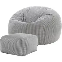icon Sitzsack Erwachsene aus Cord „Kingston“ mit Hocker (Spar-Set, 1 x Sitzsack, 1 x Fußhocker), 85x50cm, Made in Germany, für Erwachsene & Kinder