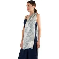 MayTree Seidenschal Floral Grün Weiss, 55x175, leichter Damenschal, alljährig, (Stück), Seidentuch 100% Seide