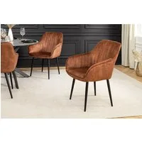 riess-ambiente Polsterstuhl TURIN rost braun / schwarz - Samt, Metall, Ziersteppung, Armlehne (Einzelartikel, 1 St), Esszimmer · gepolstert · Esszimmerstuhl · Retro Design · Metallbeine