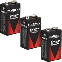 kraftmax 3X 9V Block Lithium Hochleistungs- Longlife Batterien für Rauchmelder Batterie