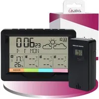 Casativo Multifunktionale Funk Wetterstation mit Außensensor Funkwecker Display Funkwetterstation (Innen-/Außentemperatur 4-Zonen-Überwachung Reichweite ca. 60m)